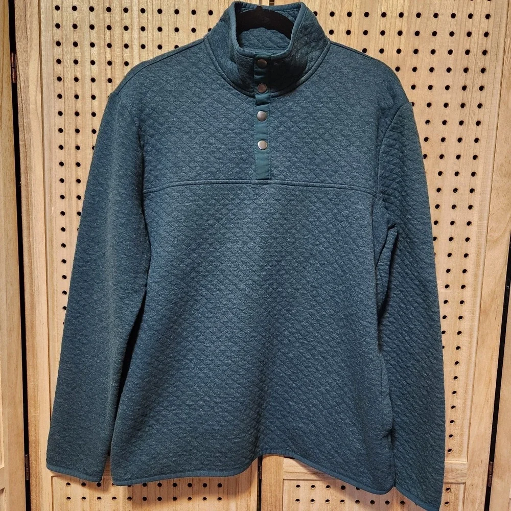 Sonoma Sweater Mens L Blue Long Sleeve 1/4 Snap Sweater Quilted Fall Winter